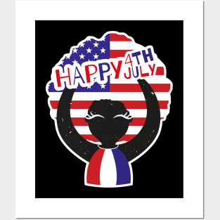 Happy 4th of July, Afro girl t-shirt Posters and Art